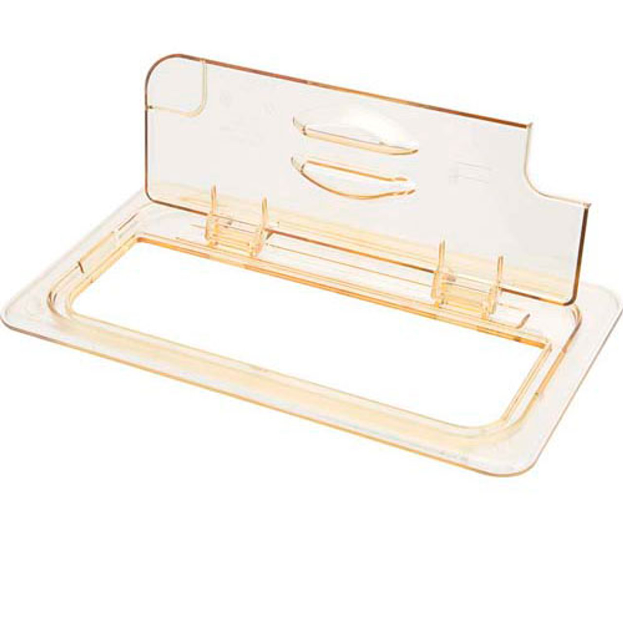 30HPLN150 - Cambro - 1/3 Size Amber H-Pan™ FlipLid® Handled Hinged High Heat Food Pan Cover