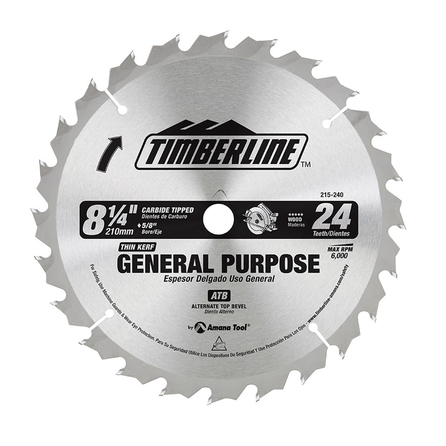 Timberline 215-240 General Purpose 8-1/4″ Dia x 24T ATB, 15 Deg, 5/8 Bore with Diamond Knockout