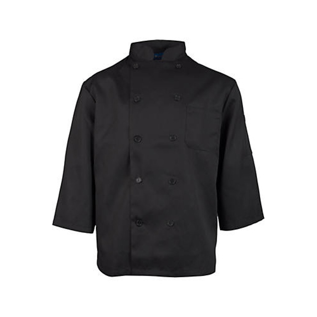 1660L - KNG - Large Men's Black 3/4 Sleeve Chef Coat