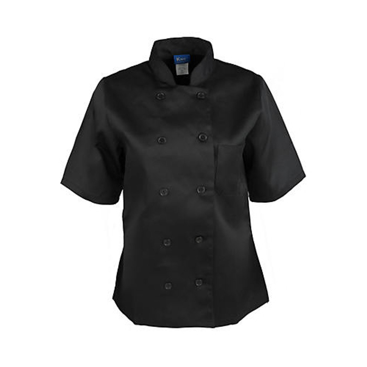 1875L - KNG - Large Women's Black Short Sleeve Chef Coat