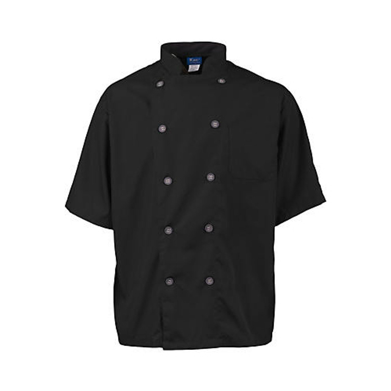 2124BKSL2XL - KNG - 2XL Men's Active Black Short Sleeve Chef Coat