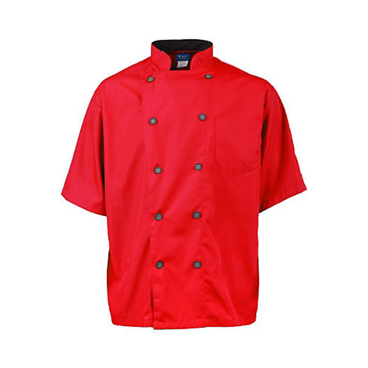 2124RDSLM - KNG - Medium Men's Active Red Short Sleeve Chef Coat