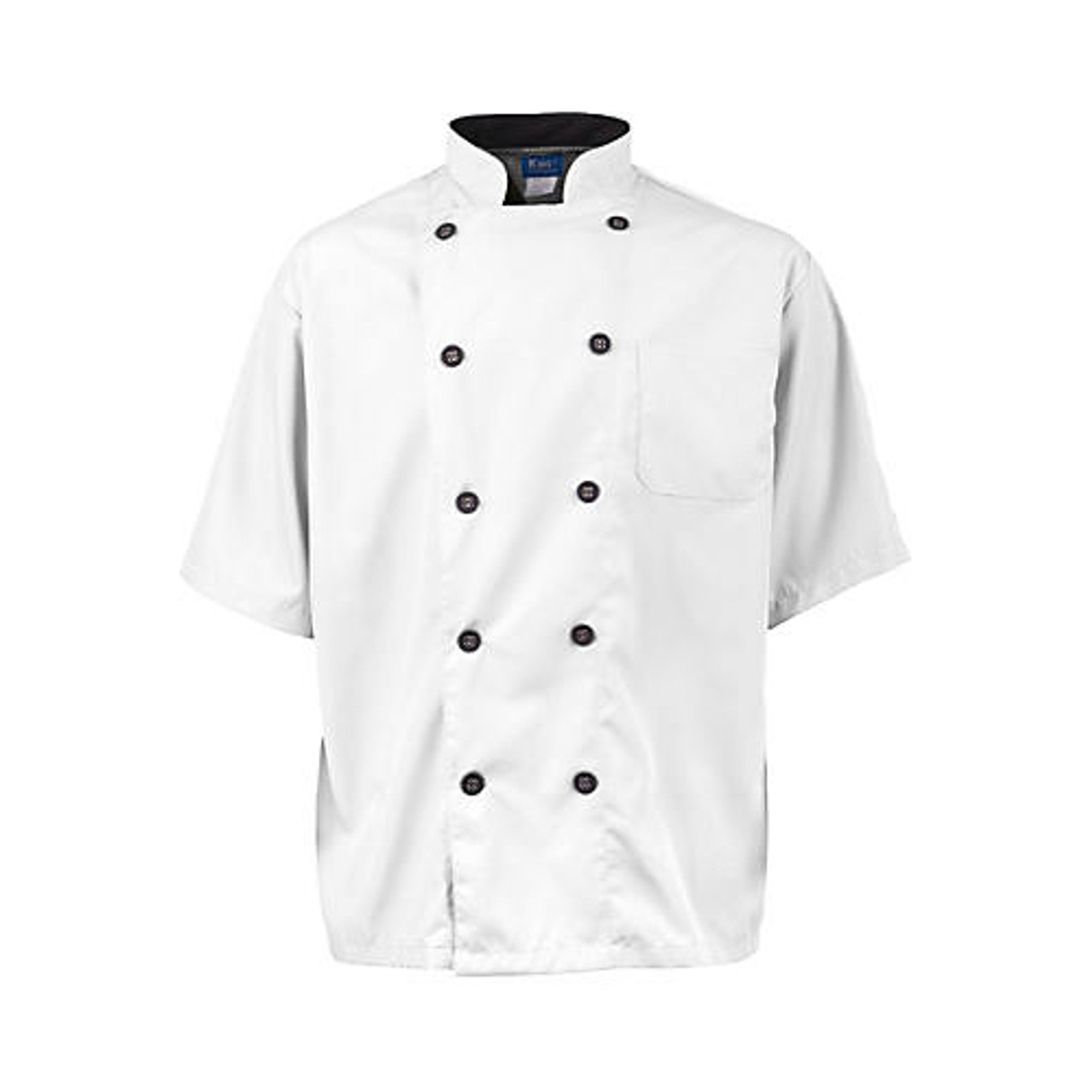 2124WHBKM - KNG - Medium Men's Active White Short Sleeve Chef Coat