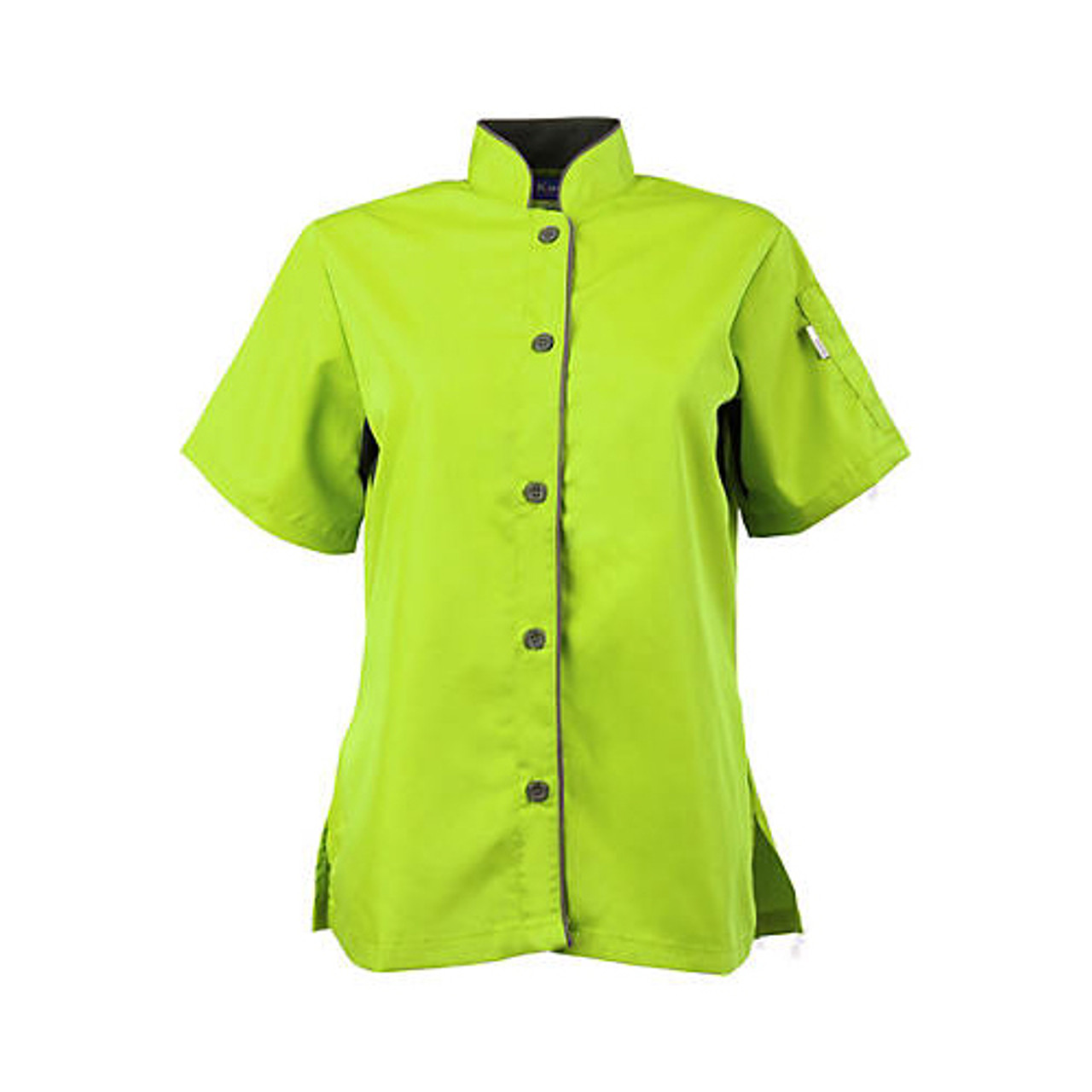 2127LMSLM - KNG - Medium Women's Active Lime Green and Slate Chef Shirt