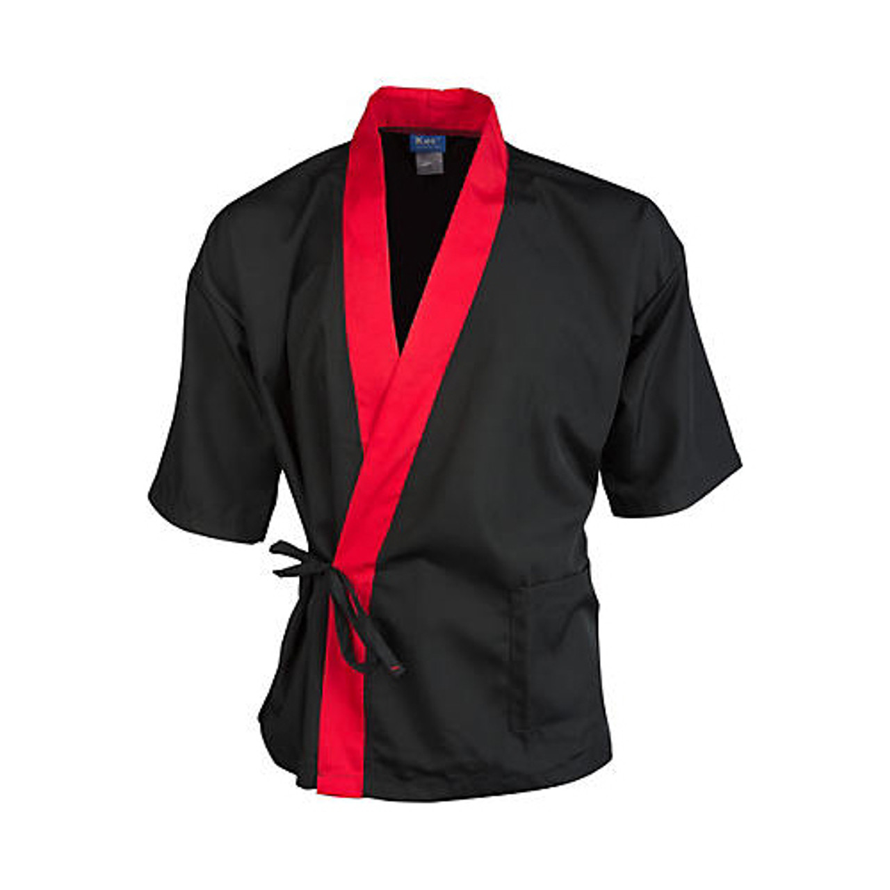 2129BKRD2XL - KNG - 2XL Black and Red 3/4 Sleeve Sushi Chef Coat