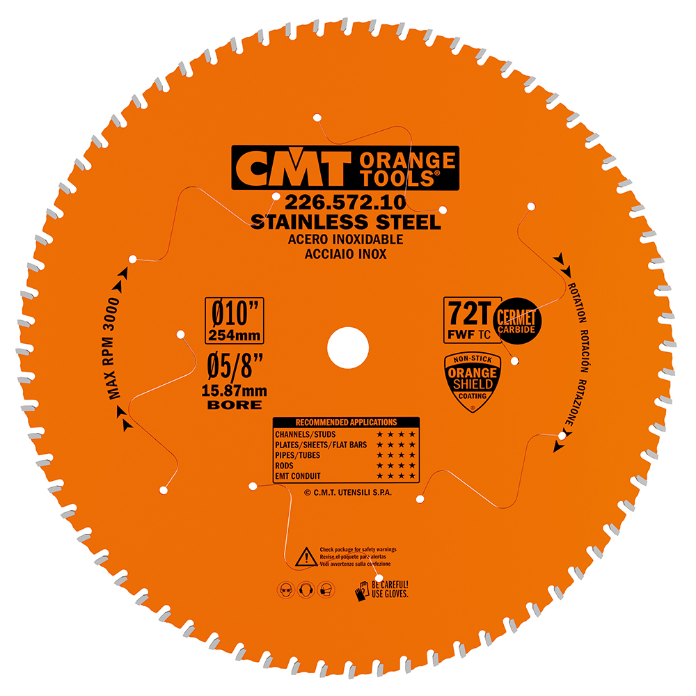 CMT 226.572.10 – STAINLESS STEEL BLADE 10″x72x5/8″