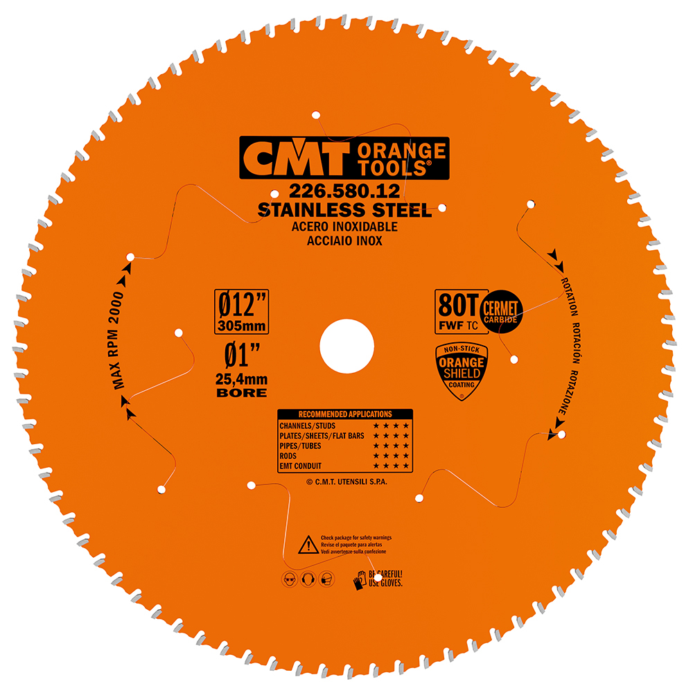 CMT 226.580.12 – STAINLESS STEEL BLADE 12″x80x1″