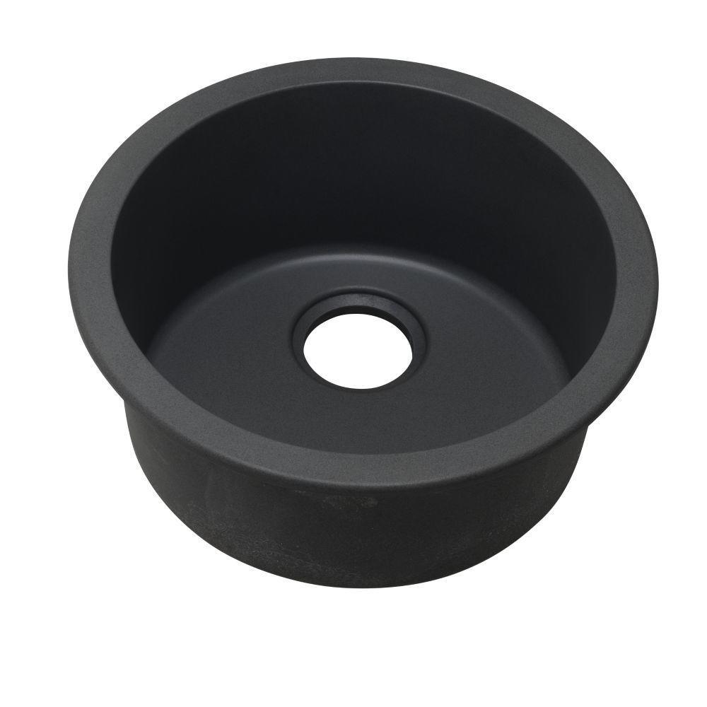 Quartz Classic Drop-In Undermount Composite 18 in. Single Bowl Bar Sink in Black