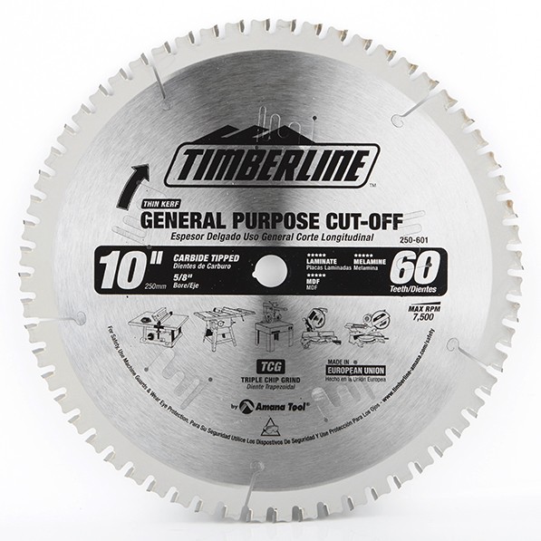 Timberline 250-601 Finishing 10″ Dia x 60T TCG, 0 Deg, 5/8 Bore
