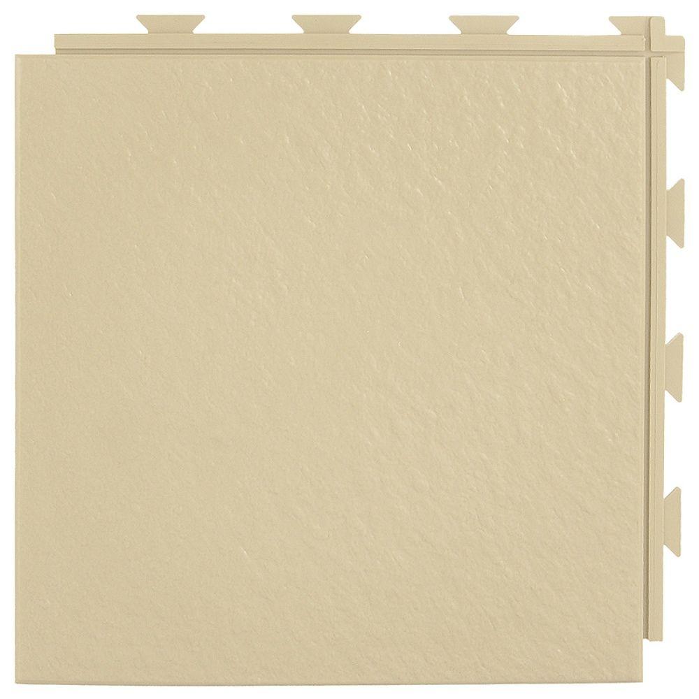 Greatmats Hiddenlock Slate Top Tan 12 in. x 12 in. x 0.25 in. PVC Plastic Interlocking Basement Floor Tile (Case of 20)