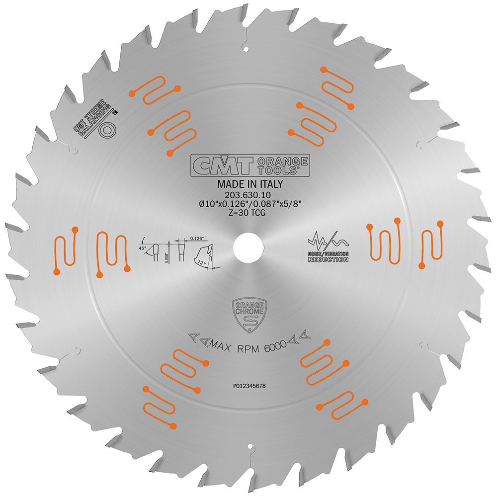 CMT 203.630.10 – ORANGE CHROME GLUE LINE RIPPING BLADE 10″ x T30 TCG