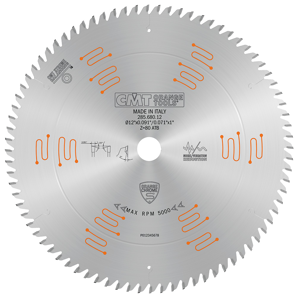 CMT 285.680.12 – ORANGE CHROME FINE FINISH BLADE 12″ x T80 ATB