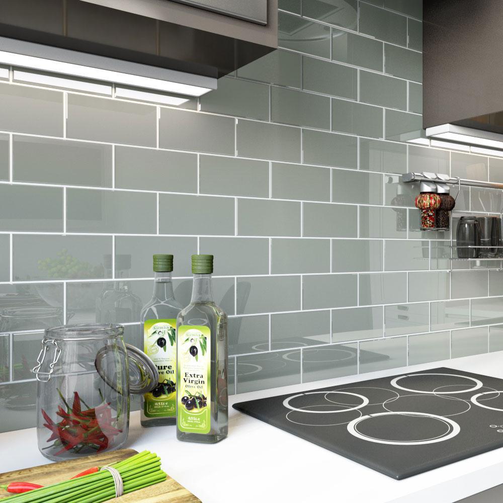 Giorbello True Gray 3 in. x 6 in. x 8 mm Glass Subway Tile (5.5 sq. ft./case)