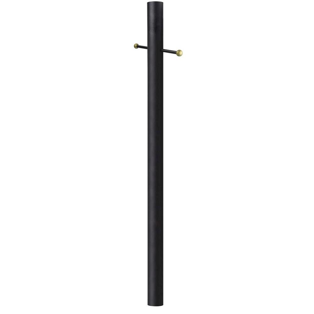 7 ft. Black Outdoor Direct Burial Aluminum Lamp Post with Cross Arm fits Most Standard 3 in. Post Top Fixtures