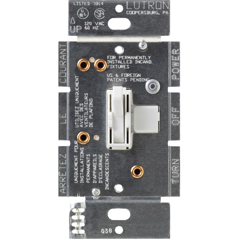 Lutron Toggler 1.5 Amp Single-Pole 3-Speed Combination Fan and Light Control, White