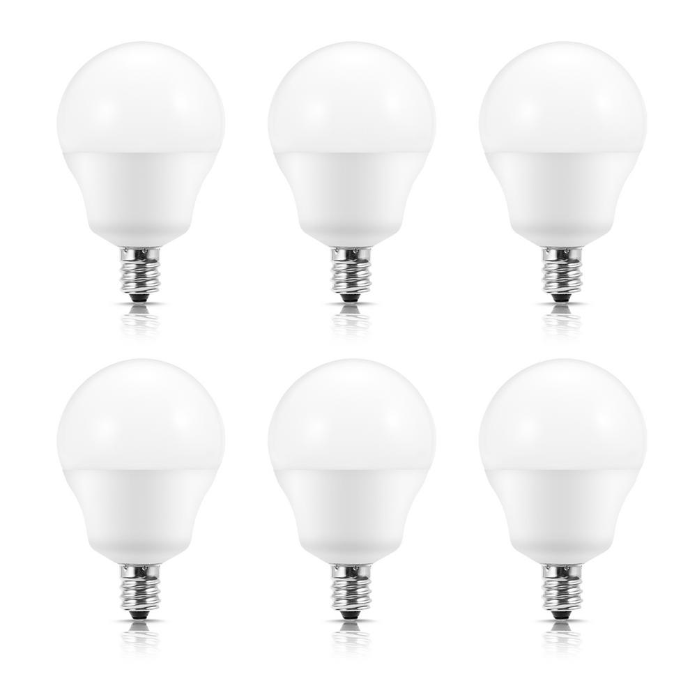 YANSUN 60-Watt Equivalent G14 6-Watt Dimmable E12 Candelabra Base LED Light Bulb in Daylight White 5000K (6-Pack)