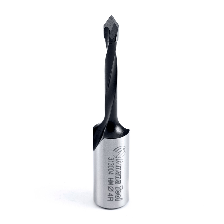 Amana 313004 Carbide Tipped Through-Hole Boring Bit R/H 4mm Dia x 57mm Long x 10mm Shank