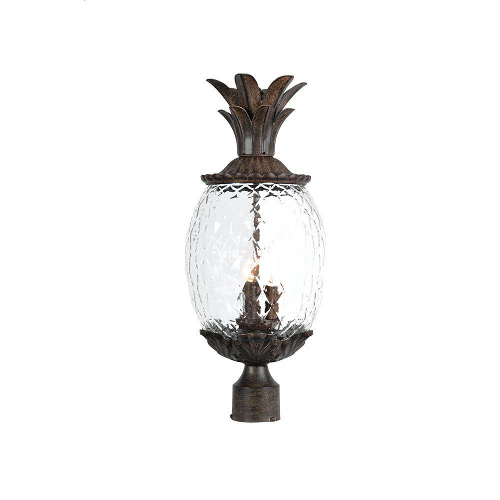 Lanai Collection Post-Mount 3-Light Outdoor Black Coral Light Fixture