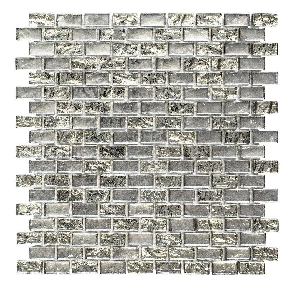 Jeffrey Court Treasure Bell Grey 11-7/8 in. x 12 in. x 8 mm Interlocking Textured Glass Mosaic Tile