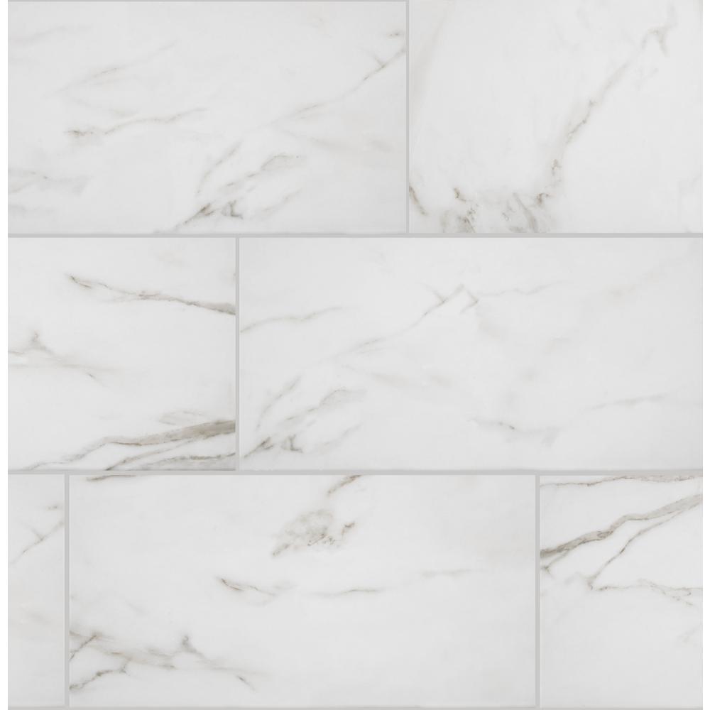 Florida Tile Home Collection Michelangelo Calacatta Rectified 12 in. x 24 in. Porcelain Floor and Wall Tile (13.3 sq. ft. /case)