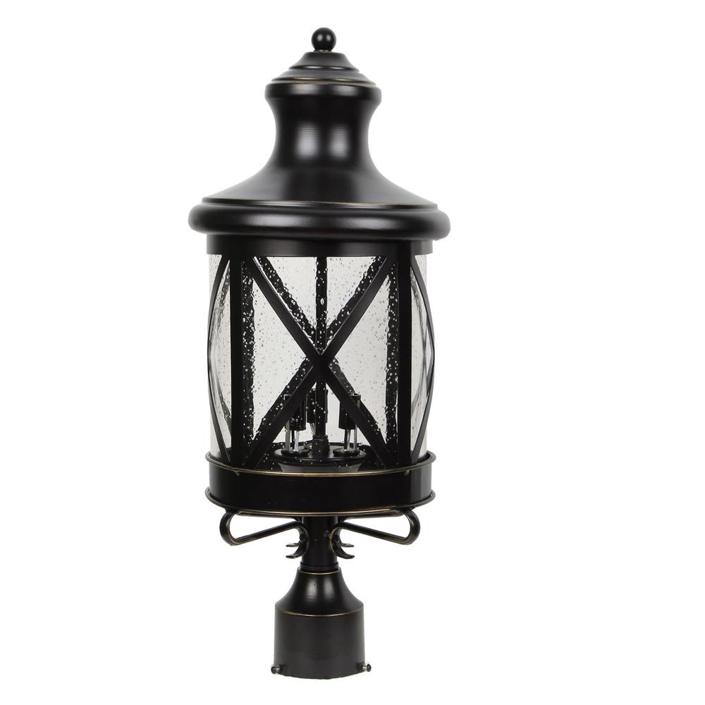 Taysom 3-Light Outdoor Black Post Light