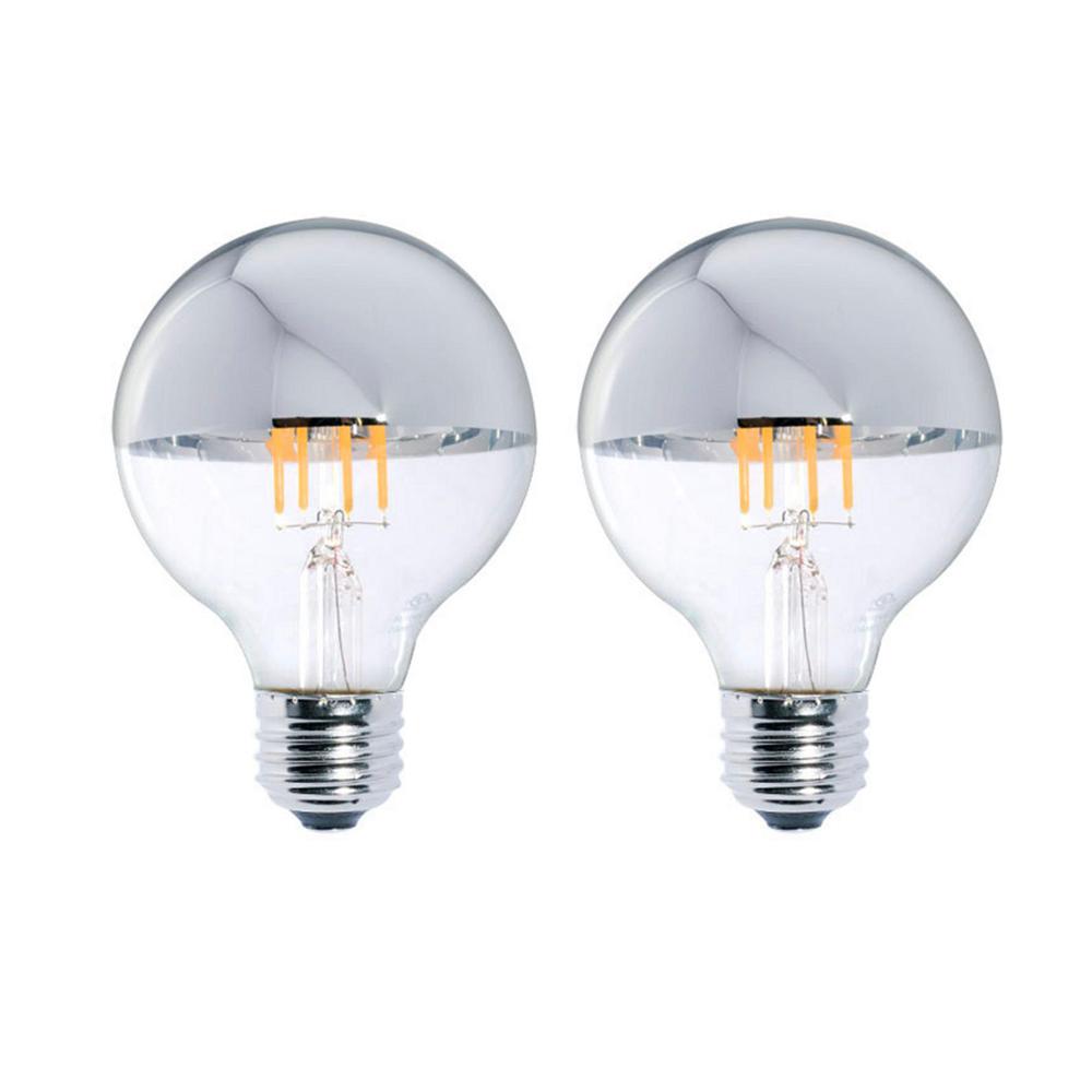Bulbrite 40W Equivalent Warm White Light G25 Dimmable LED Half Chrome Light Bulb (2-Pack)
