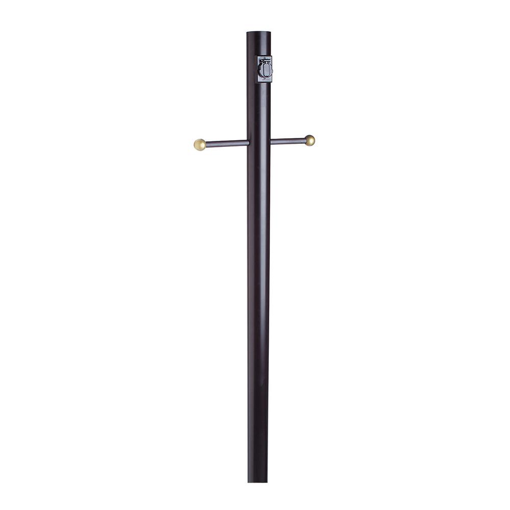 Black Lamp Post with Cross Arm and Outlet