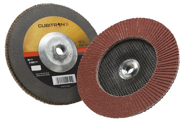 3M Cubitron II Flap Disc 967A 7" Type 27 Grade 60+ with Hub 55609