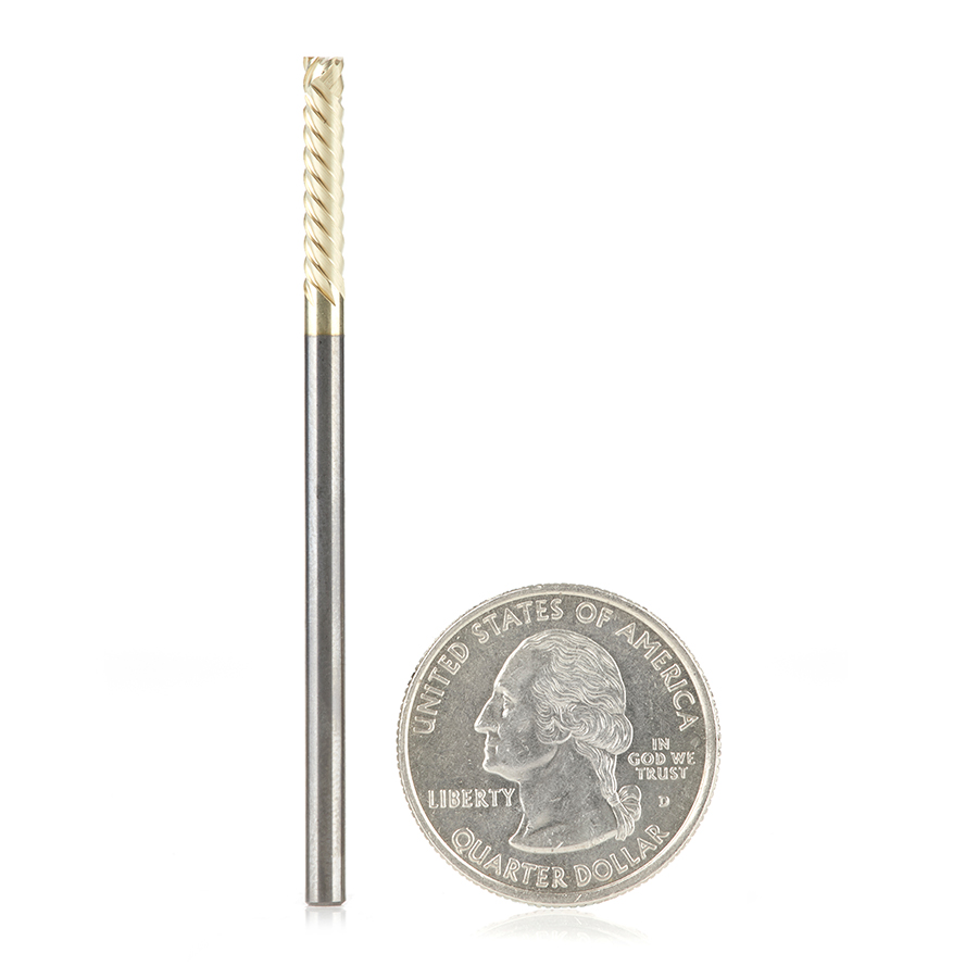 Amana 40301 CNC Compression Solid Carbide ZrN Coated Honeycomb Cutting 1/8 Dia x 5/8 x 1/8 Shank x 2-1/2 Inch Long x 6-Flute
