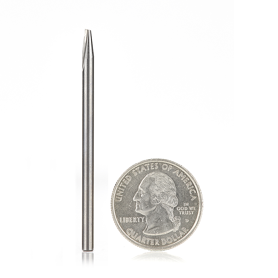 Amana 40782 Solid Carbide Carving Liner 15 Deg x 1/8 Dia x .400 x 1/8 Inch Shank x 1-Flute