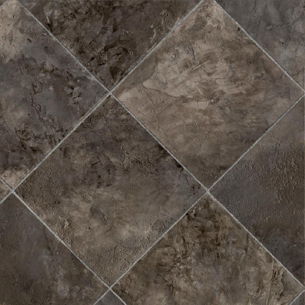 IVC Marina Grey Tile Residential Vinyl Sheet, Sold by 13.2 ft. Wide x Custom Length