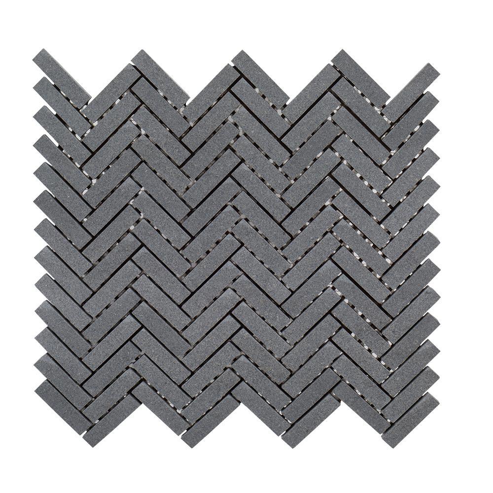 Jeffrey Court Basalt Herringbone Gray 11 in. x 10 in. x 8 mm Honed Basalt Mosaic Wall/Floor Tile