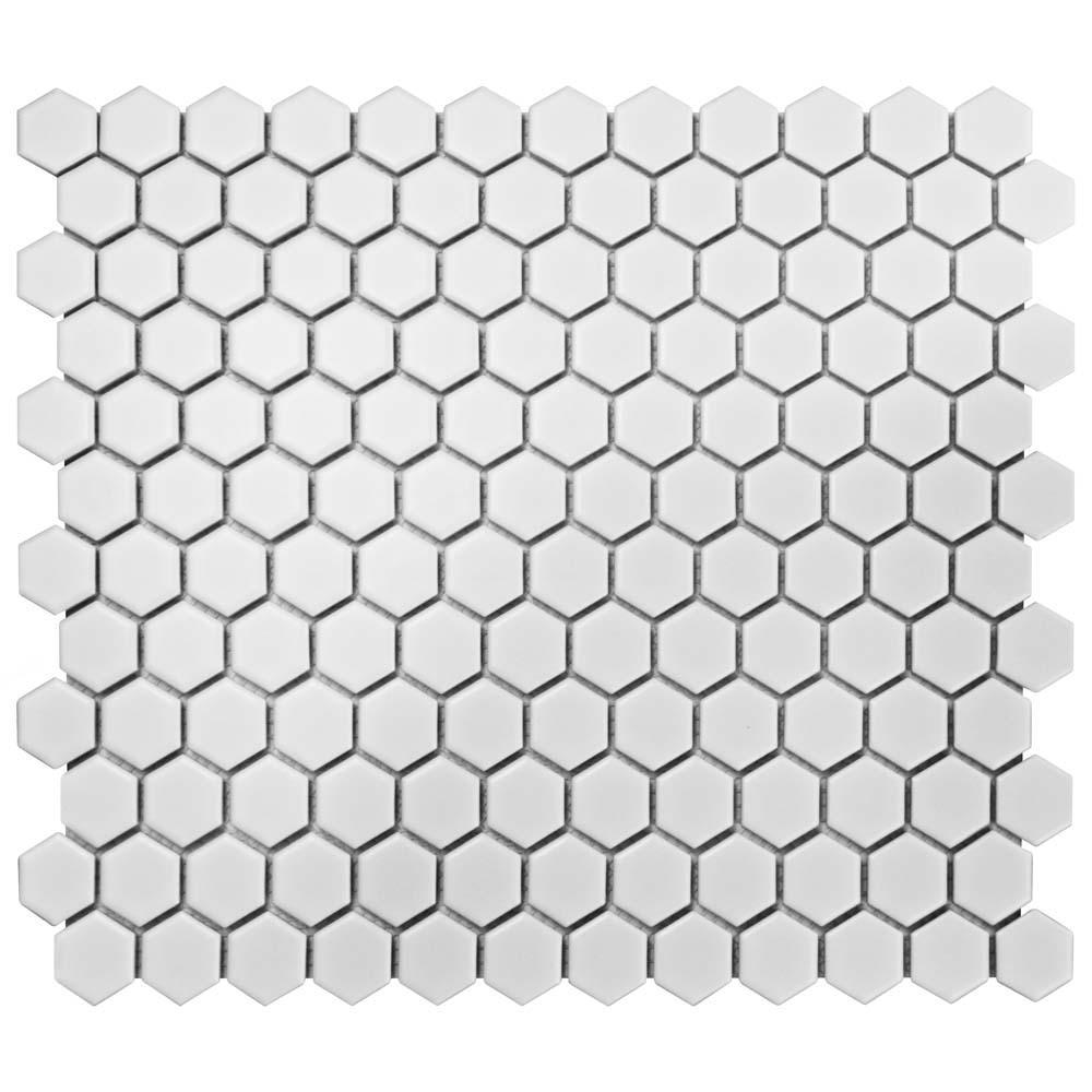 Merola Tile Metro Hex Matte White 10-1/4 in. x 11-7/8 in. x 5 mm Porcelain Mosaic Tile (8.65 sq. ft. /Case)