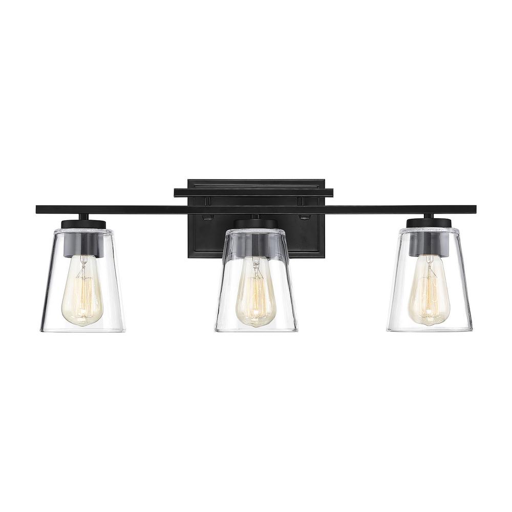 24 in. 3-Light Black Vanity Light