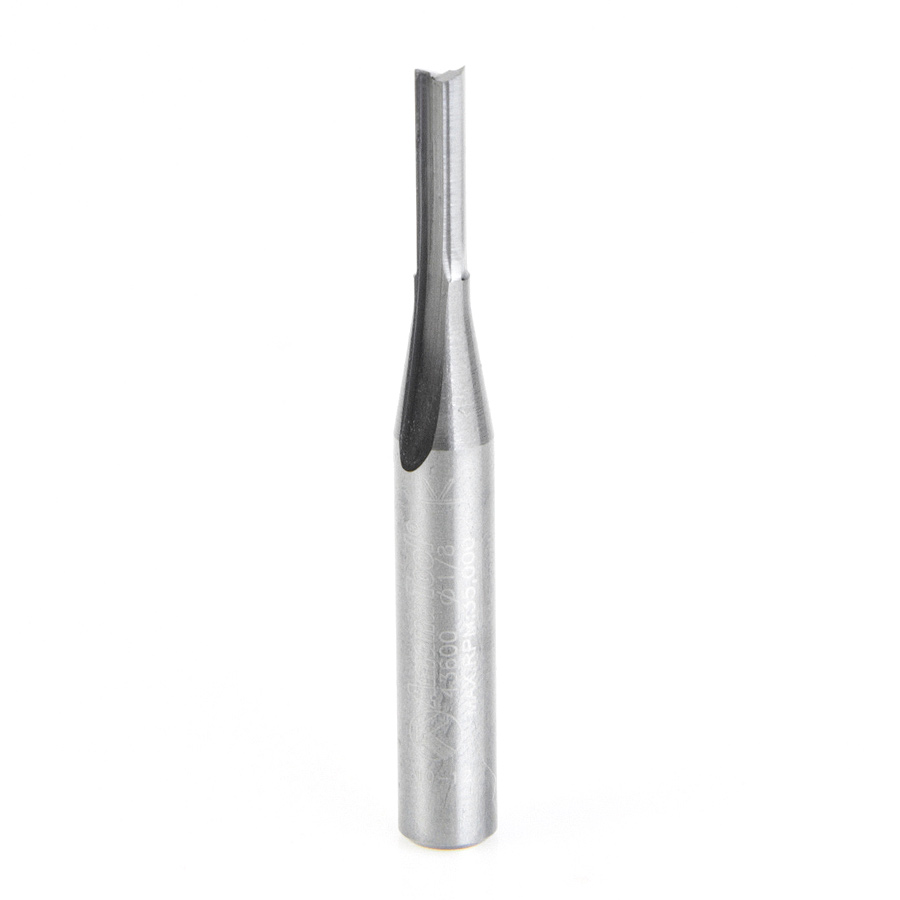 Amana 43600 Solid Carbide Double Straight ‘V’ Flute Plastic Cutting 1/8 Dia x 1/2 x 1/4 Inch Shank