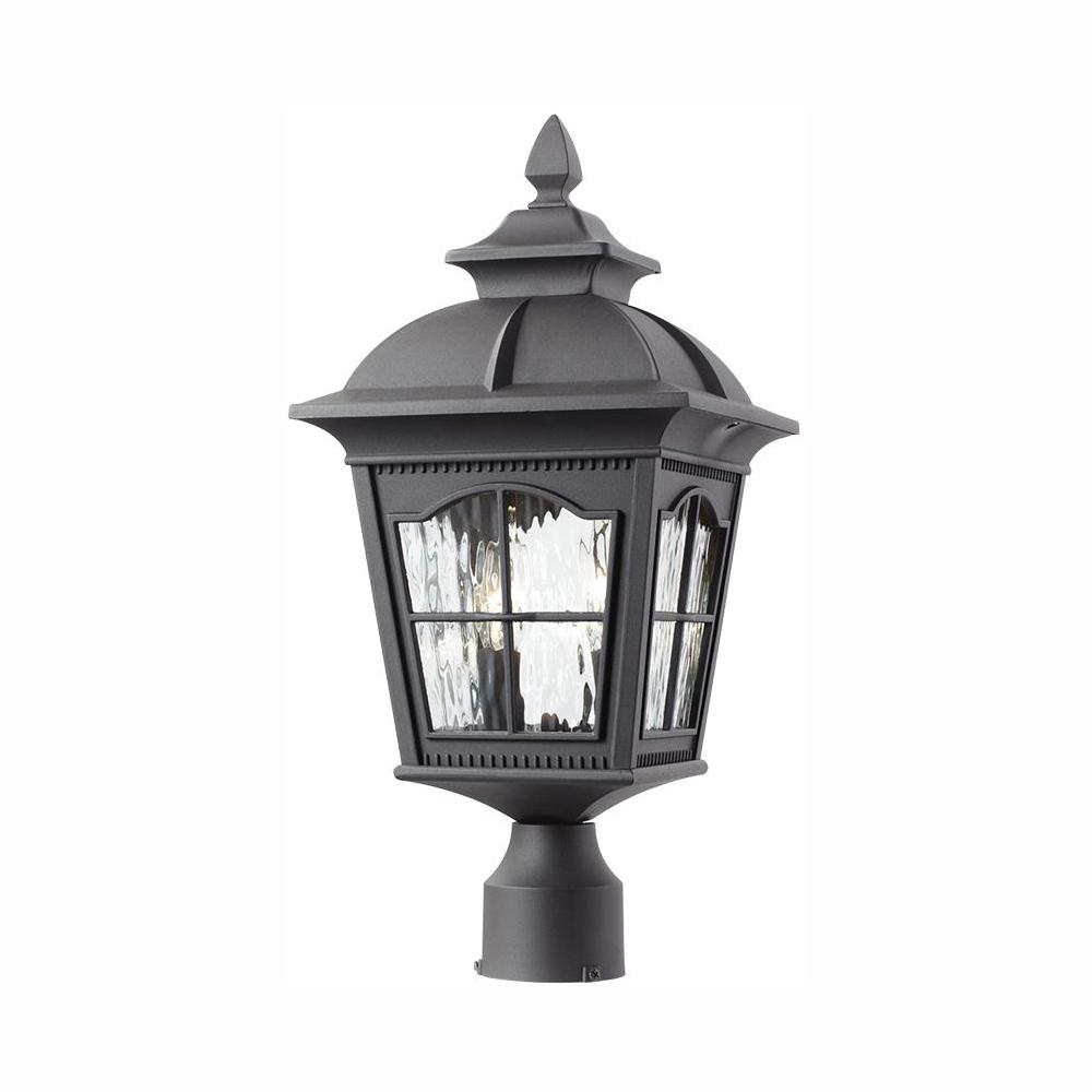 Square 2-Light Outdoor Black Post Light