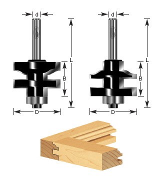 Timberline 440-24 Ogee Stile & Rail 2-Piece Set 1-3/8 Dia x 1 x 1/4″ Shank with Ball Bearing for 3/4 to 1″ Material