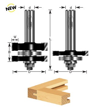 Timberline 440-32 Tongue & Groove 2-Piece Set 1-3/4 Dia x 1-1/8 x 1/2″ Shank with Ball Bearing for 1″ Material