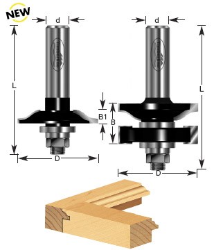 Timberline 440-34 Ogee Profile for Glass Door 2-Piece Set 1-5/8 Dia x 27/32 x 1/2″ Shank with Ball Bearing for 3/4 to 27/32″ Material