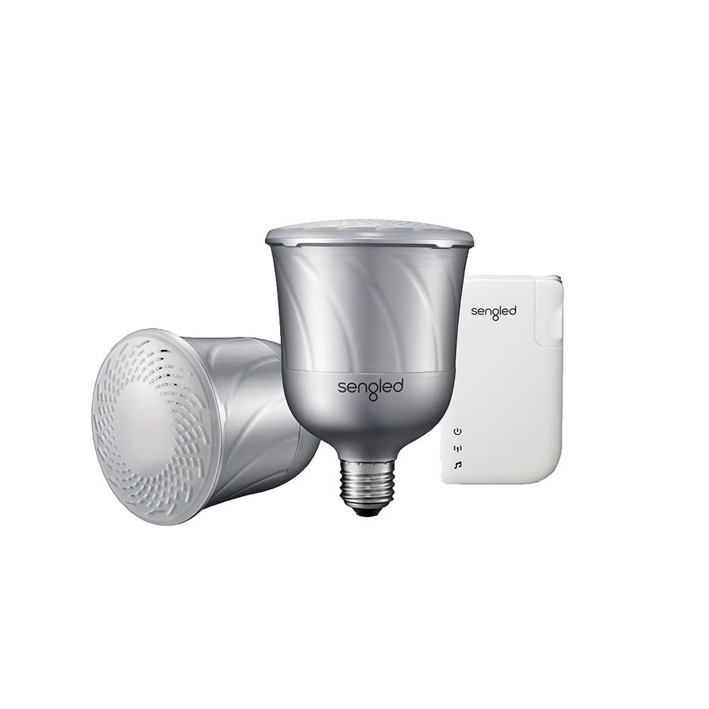 Sengled Pulse Link Starter Kit 55W Equivalent Soft White BR30 LED Smart Light with Bluetooth JBL Speaker and TV Adapter, Pewter
