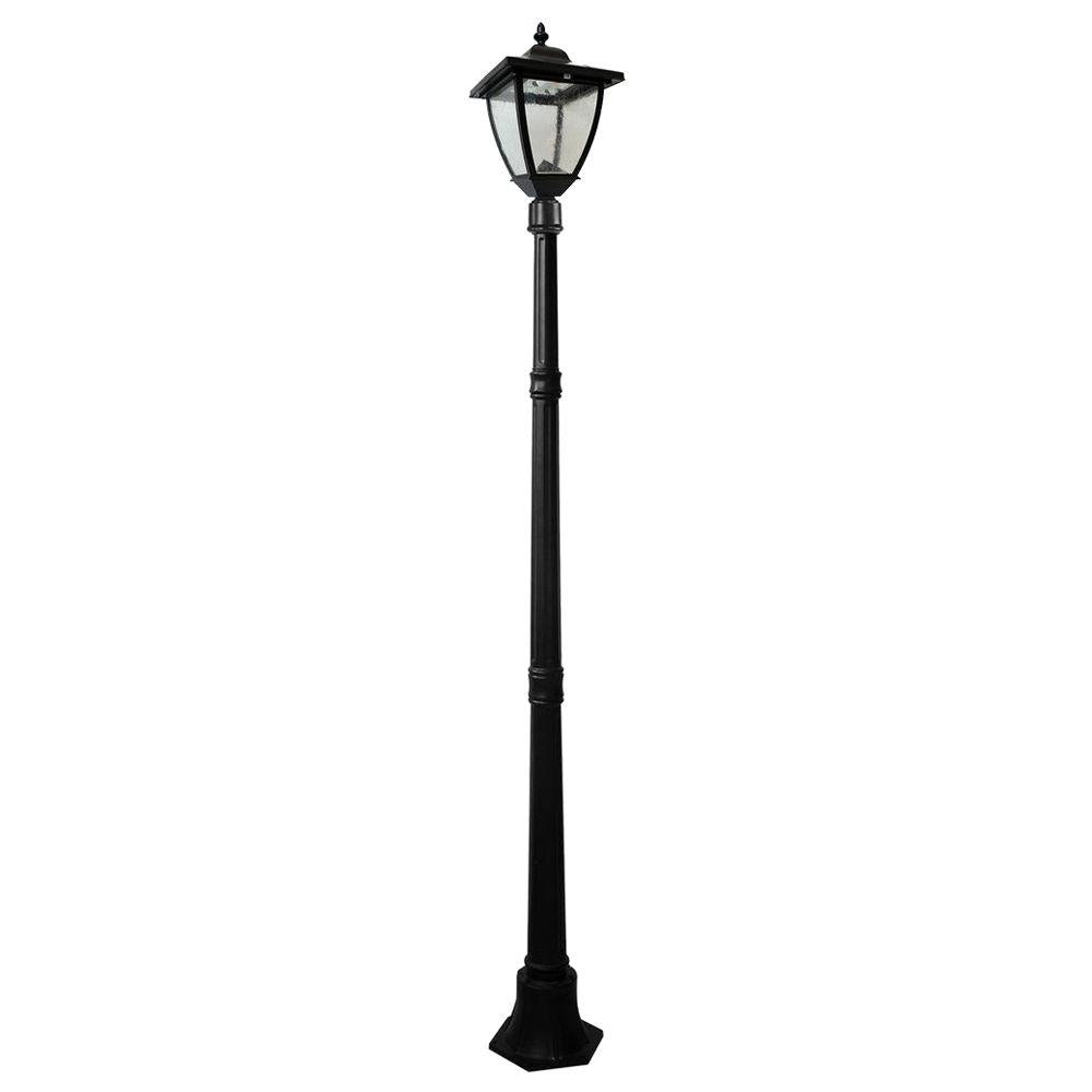 Bayport 72 in. Outdoor Black Solar Lamp Post with Super Bright Natural White LED
