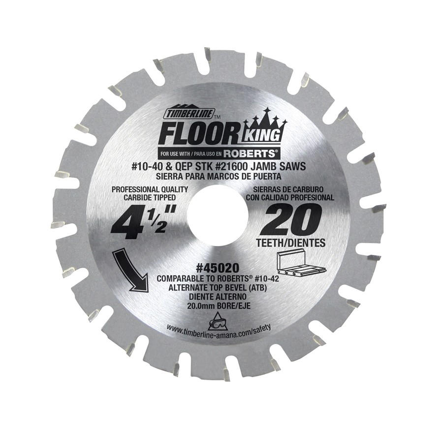Timberline 45020 Floor King Comparable to Roberts® 10-42 for Jamb/Undercut 10-40 & 21600 Saws 4-1/4″ Dia x 20T ATB, 5 Deg, 5/8 & 20mm Bore