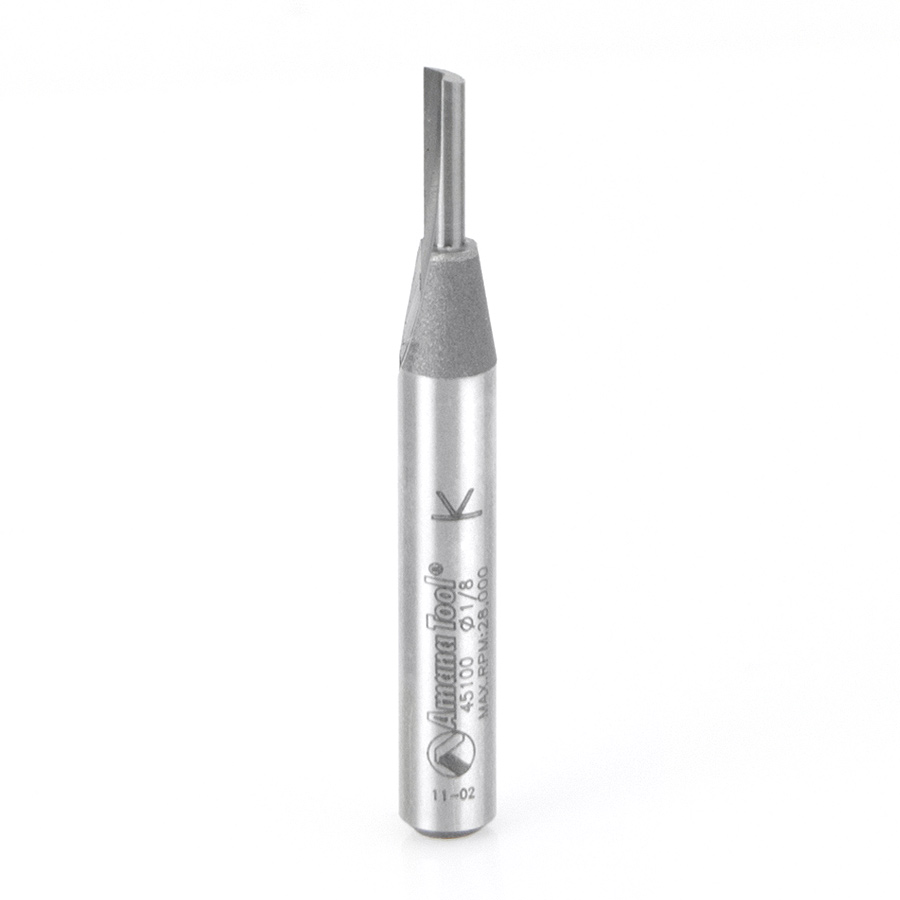Amana 45100 Carbide Tipped Straight Plunge Single Flute High Production 1/8 Dia x 7/16 x 1/4 Inch Shank