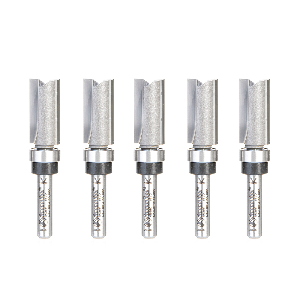 Amana 45460-5 5 Pack Carbide Tipped Flush Trim Plunge Template 1/2 Dia x 1 Inch x 1/4 Shank with Upper BB