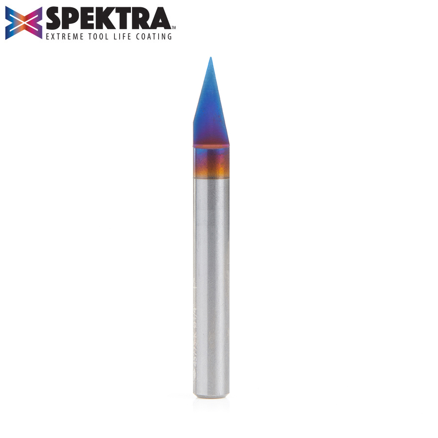 Amana 45773-K Solid Carbide 30 Degree Engraving 0.020 Tip Width x 1/4 Inch Shank Signmaking Spektra, Extreme Tool Life Coated Router Bit
