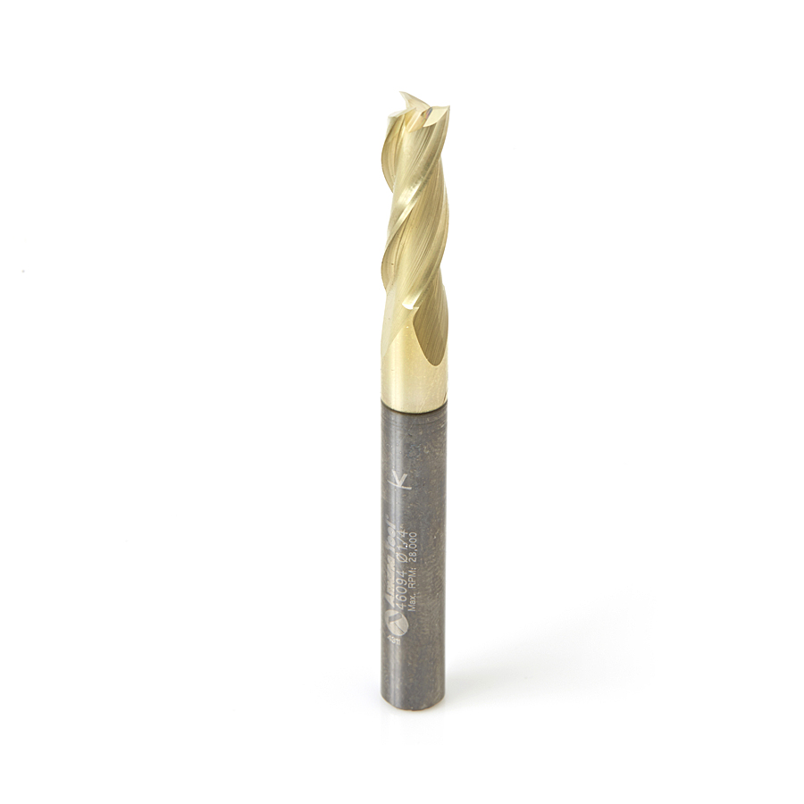 Amana 46094 Solid Carbide Up-Cut Spiral 1/4 Dia x 3/4 x 1/4 Shank x 2-1/2 Inch Long Composite, Fiberglass & Phenolic Cutting ZrN Coated Router Bit