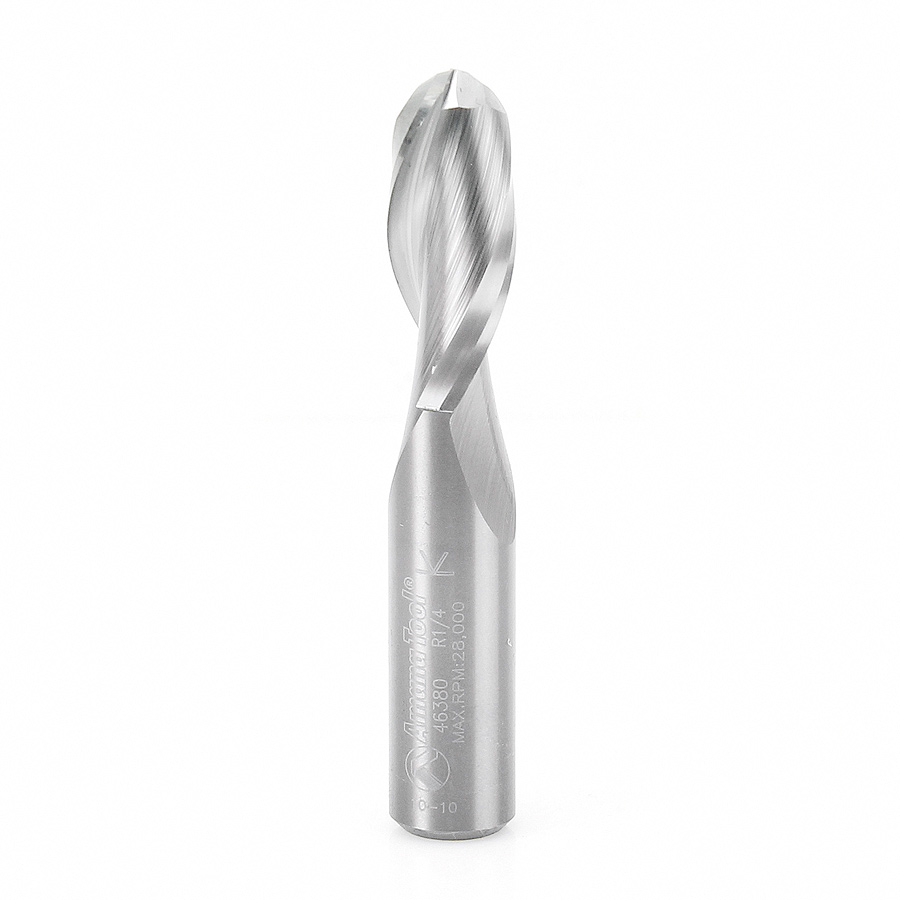 Amana 46380 Solid Carbide Up-Cut Ball Nose Spiral 1/2 Dia x 1-1/4 x 1/2 Inch Shank Router Bit