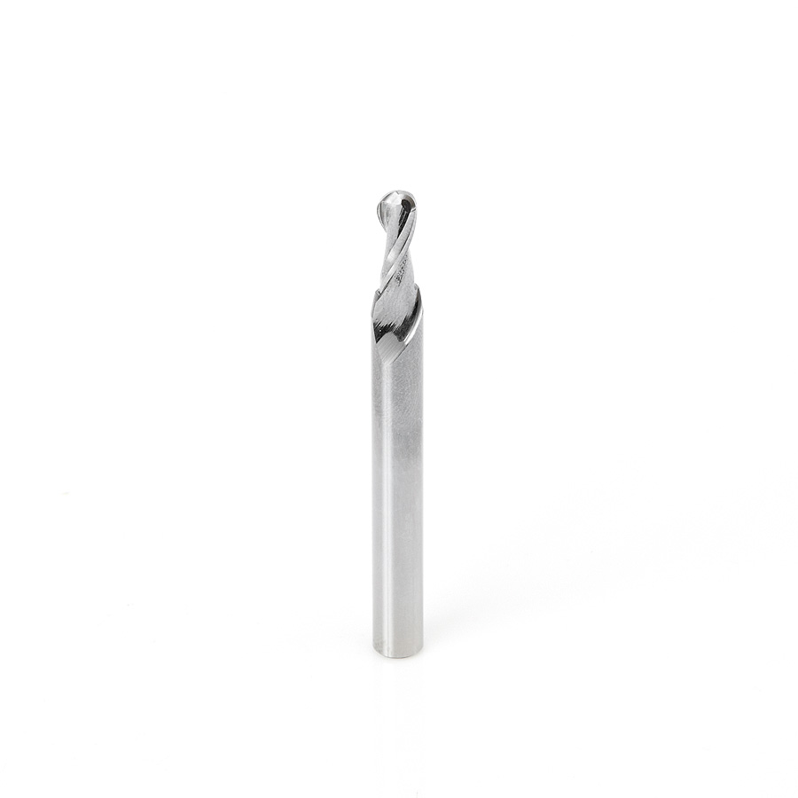 Amana 46424 Solid Carbide Up-Cut Spiral Ball Nose 3/32 Radius x 3/16 Dia x 1/2 x 1/4 Shank x 2-1/2 Inch Long x 2 Flute Router Bit