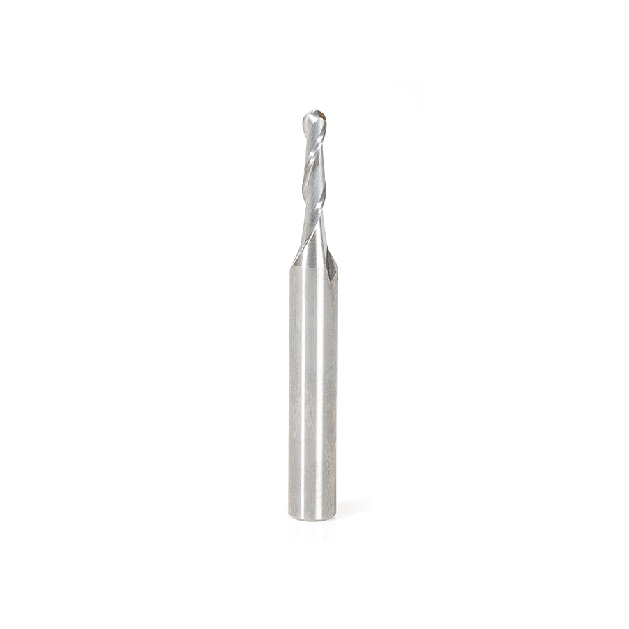 Amana 46453 Solid Carbide Up-Cut Spiral Ball Nose 1.5mm Radius x 3mm Dia x 12mm x 6mm Shank x 50mm Long x 2 Flute Router Bit
