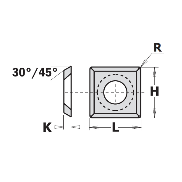 Solid Carbide Knives (4/30°) R=0.75Mm 14X14X2Mm Hw-K1920